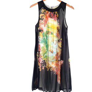 Anthropologie Silk Sleeveless Screenprint Lined Shift Dress Sz 6